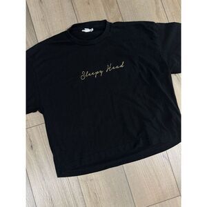 Topshop‎ Black Sleepy head Short Sleeve T-Shirt Women's Small Tee Top S Graphic